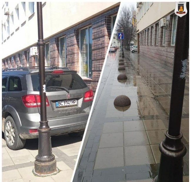 На одній із центральних вулиць Луцька встановили антипаркувальні півкулі. ФОТО