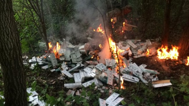 На Волині контрабандисти підпалили в лісі декілька тисяч пачок сигарет