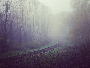 Оповита туманом дитяча залізниця в Луцьку. ФОТО