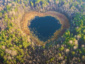 Серце Волині: озеро, яке вражає своєю формою, показали з висоти пташиного польоту. ВІДЕО
