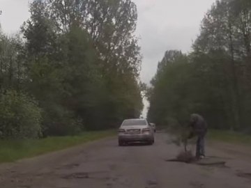 На дорозі Володимир-Волинський – Любомль садять дерева. ВІДЕО