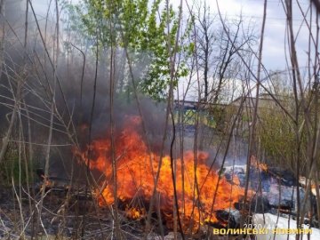 У Луцьку на Карпенка-Карого неподалік автосалону  – пожежа. ФОТО