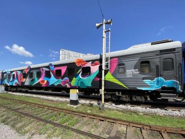 Лучанин намалював графіті на вагоні поїзда, який курсує Україною. ФОТО.ВІДЕО
