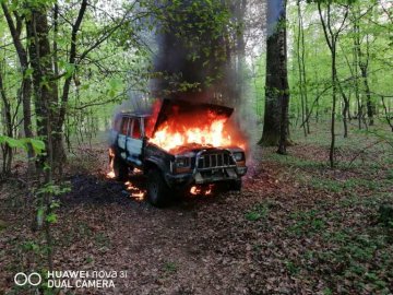 Серед лісу на Волині знову підпалили автомобіль на «євробляхах». ВІДЕО