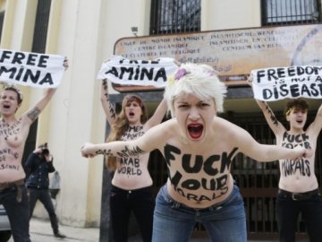 FEMEN роздяглися біля мечетей Парижа, Мілана та Брюсселя. ФОТО