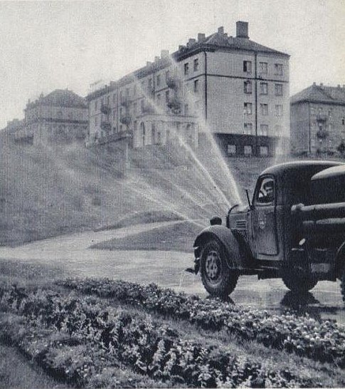 Поливають клумбу у 1962 році