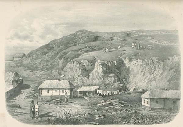 Місце пречистенського кладовища. Район вулиці Кривий Вал. Малюнок Струкова. Зображення з книги «Памятники старины въз ападныхъ губерніяхъ имперіи»