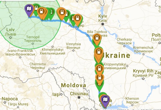 Автошлях з Луцька до Одеси: на 774 кілометри - 106 зарядних станцій для електрокарів