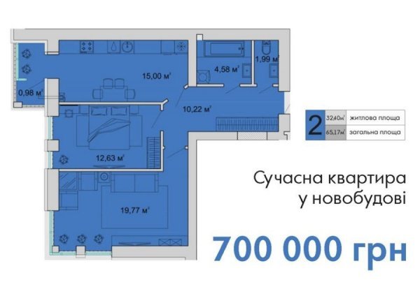  Планування і ціна однієї з квартир у Супернові (Луцьк)