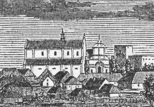 Костел і монастир тринітарів на гравюрі ХІХ століття