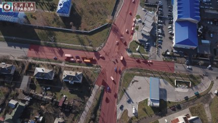 Червоним виділена ділянка дубнівського перехрестя, ремонт якої у 2018-му розпочала компанія «ПБС»