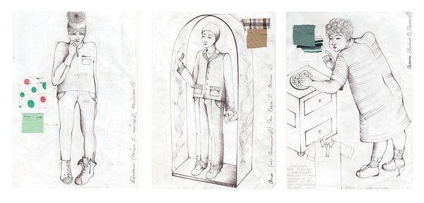 Ескізи костюмів та фото з вистави «З любов'ю…Оскар» (режисер-постановник - Дмитро Мельничук; художник-постановник - Богдана Бочкай)