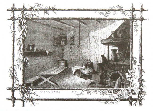 Інтер'єр поліської хати. Зображення з книги Спогади з Полісся, Волині, Литви