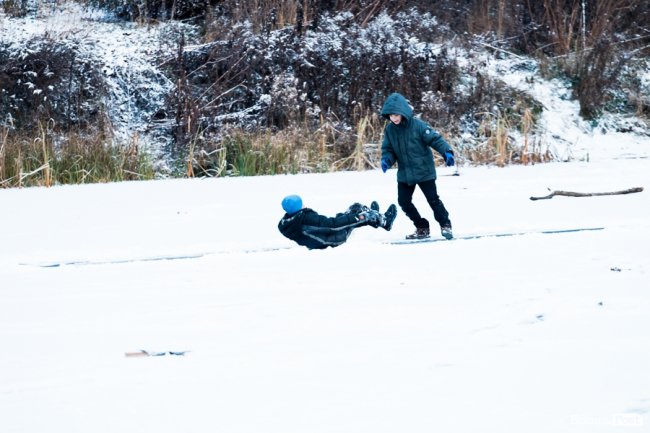 Парк 900-річчя Луцька під першим снігом. ФОТО