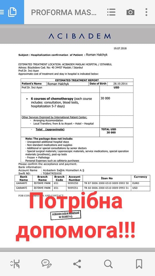 На курс хіміотерапії онкохворому Роману Гальчику необхідно 6 тисяч доларів