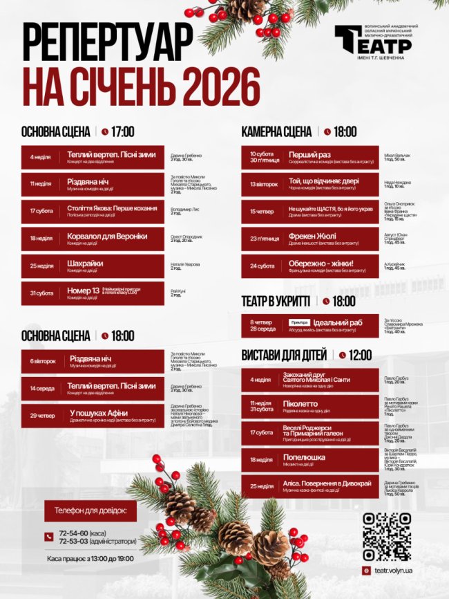 Історії, які варто прожити: лучан запрошують на вистави та концерт, які відбудуться у січні