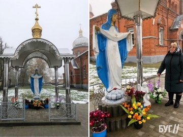 Спомин про сина: мати полеглого воїна з Волині встановила статую Богоматері