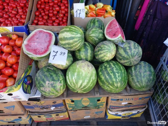 Кавуни на ринку Луцька: чому так дорого і чи буде дешевше. ФОТО