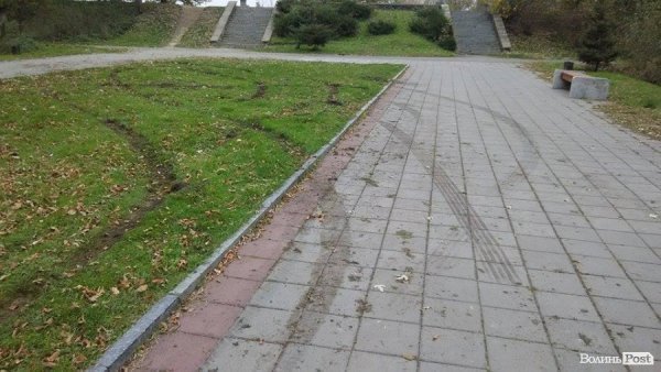 «Автовандали» понищили газон у центральному парку Луцька