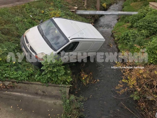 Аварія в Луцьку: в річці опинився бус
