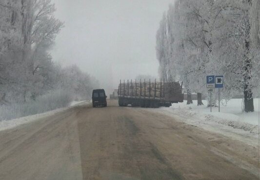 На Волині фура із дровами перегородила трасу