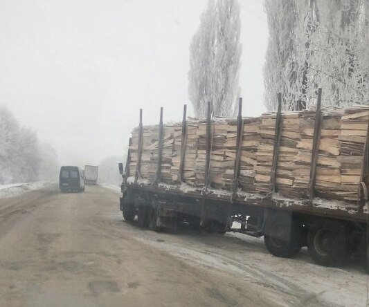 На Волині фура із дровами перегородила трасу