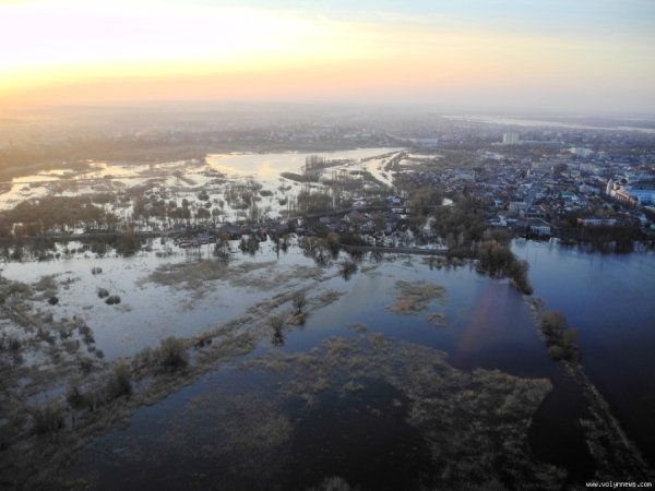 Підтоплений Луцьк з висоти пташиного польоту. ФОТО