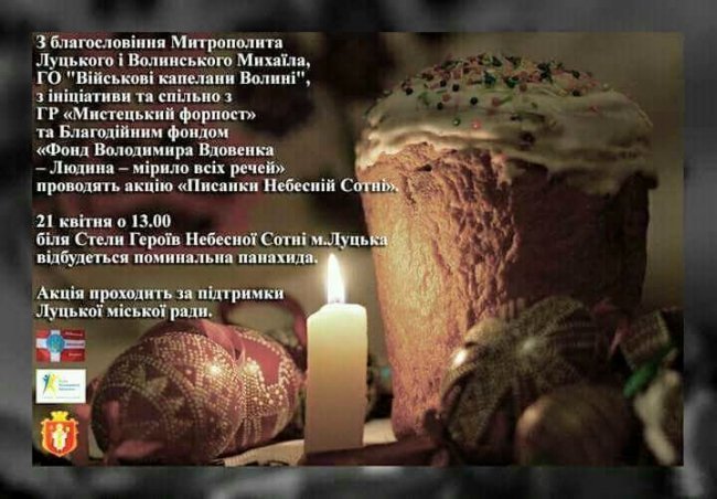 Лучан запрошують на акцію «Писанки Небесній Сотні»