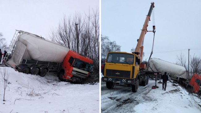 У селі під Луцьком 20-тонна фура злетіла у кювет. ФОТО