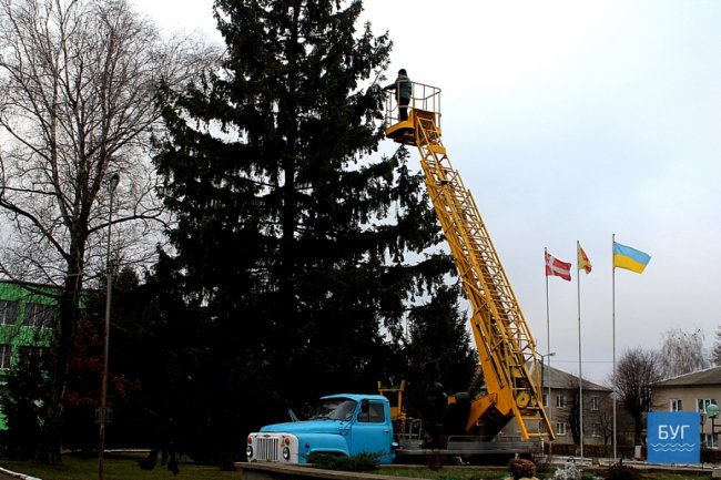 У містечку на Волині вже прикрашають центральну ялинку. ФОТО
