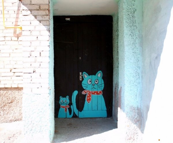 У Луцьку на стінах будинків оселилися кольорові коти. ФОТО