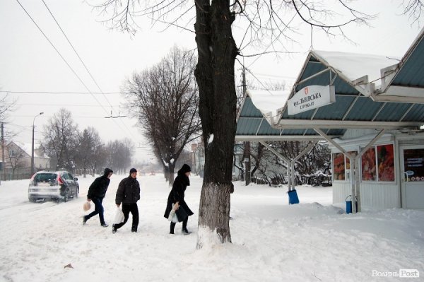 Сніг у Луцьку: вулиця Львівська. ФОТО