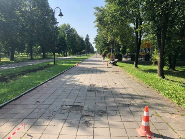 У луцькому парку розпочали ремонтувати центральну алею. ФОТО