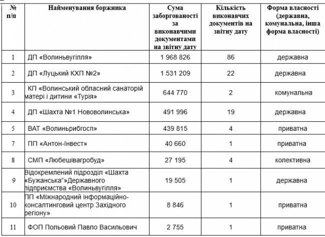Назвали перелік підприємств Волині, які боргують людям найбільше зарплати