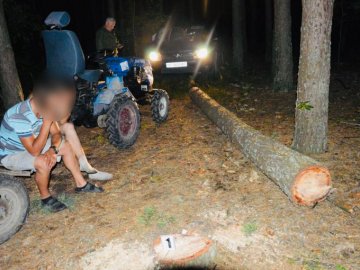 На Камінь-Каширщині затримали «чорних» лісорубів, які приїхали за деревиною на тракторі