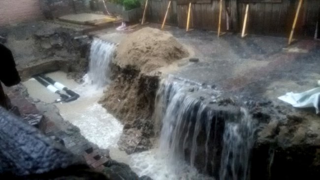 Яма, до якої стікає дощова вода