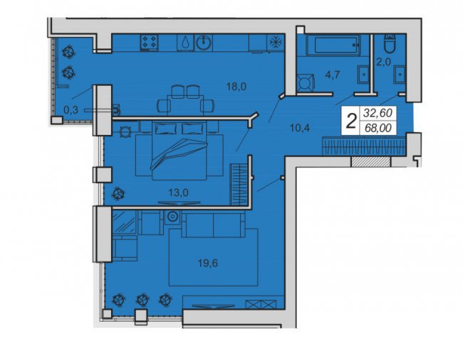 Планування квартир у «Суперновій» площею 68 м² 