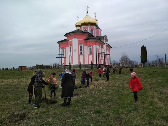 На Волині маленькі прихожани озеленили подвір'я церкви. ФОТО