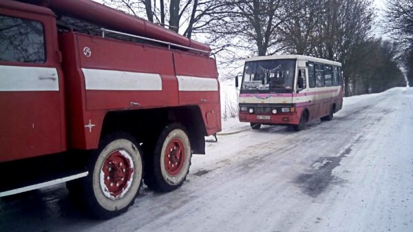 На Волині рейсовий автобус перегородив рух на дорозі