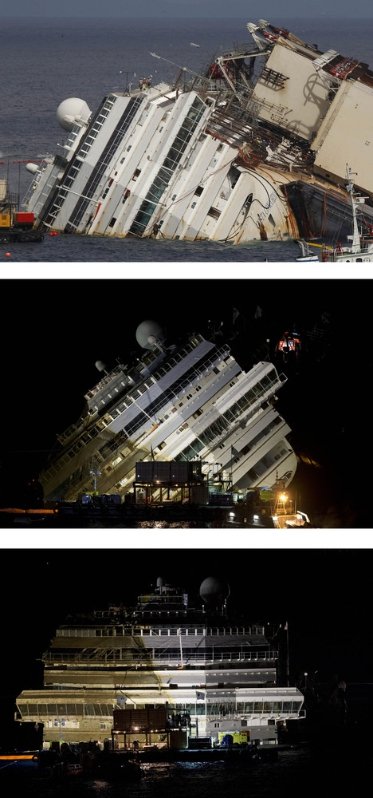 Як піднімали затонулий круїзний лайнер. ФОТО