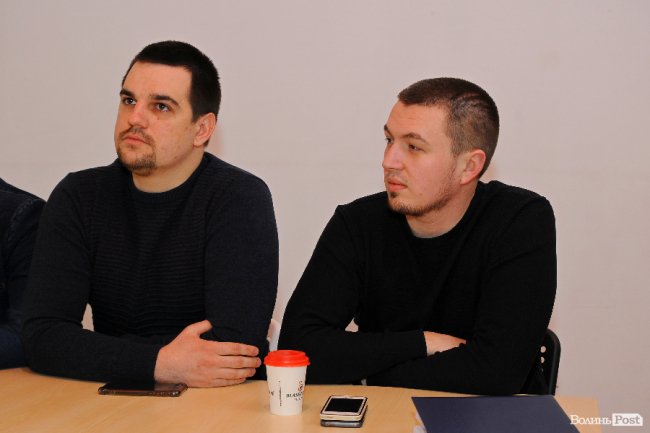 Очільник "Нацкорпусу" на Волині Андрій Д'яченко та керівник ГО "Національні дружини" Вадим Крикун