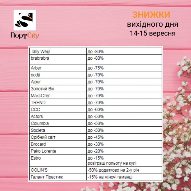 ТРЦ «ПортCity» кличе на знижки вихідного дня*