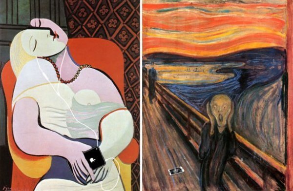 Зліва - Музика для сну (за мотивами картини Сон Пабло Пікассо, 1932 р.). Праворуч - Крик (за мотивами однойменної картини Едварда Мунка, 1893 р.)