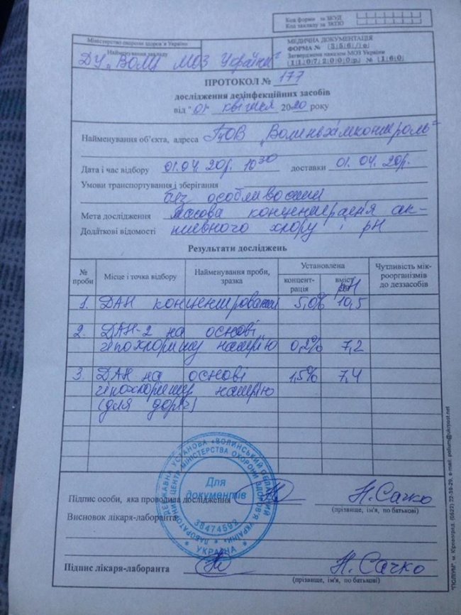 Розповіли про якість дезінфекторів, якими обробляють Луцьк