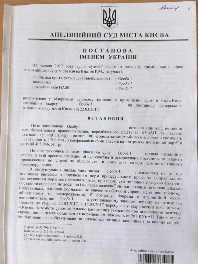 Апеляція не допомогла: в «УКРОПу» конфіскують півмільйона