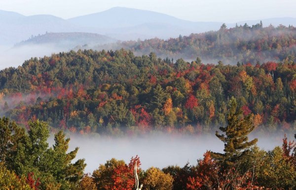 1. Туман в горах в Нью-Гемпширі, США. (Фото AP Photo | Jim Cole):