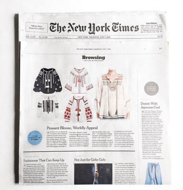 The New York Times назвав українську вишиванку трендом літа. ФОТО