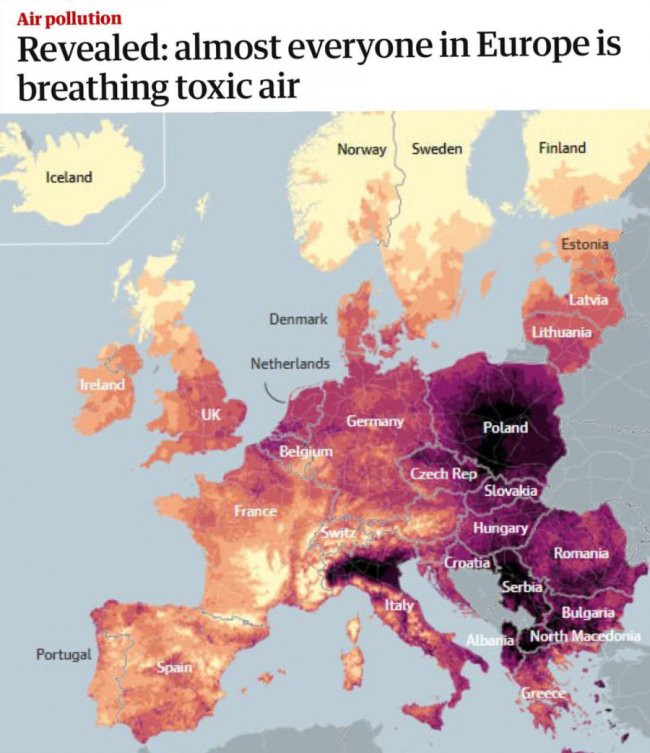 Лише 2% населення Європи мають доступ до чистого повітря