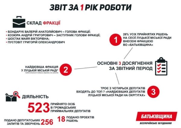 Луцькі депутати від «Батьківщини» звітують за рік роботи. ІНФОГРАФІКА