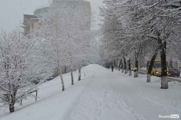 Снігопад у Луцьку. ФОТО